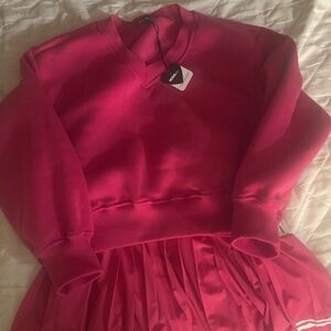 Pink Crewneck Sweatshirt with tennis skirt